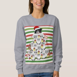 Sweatshirt Joli chien de berger et sapin de Noël en moutons