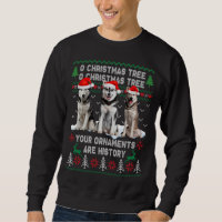 Joli Chien Sibérien Husky Oh Arbre de Noël Moche X