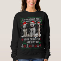 Joli Chien Sibérien Husky Oh Arbre de Noël Moche X