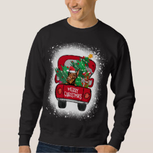 Sweatshirt Joli Doberman Camion Rouge Joyeux Noël Bleached