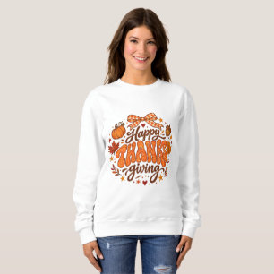 Sweatshirt Joli Joyeux Thanksgiving Citrouille Feuille d'érab
