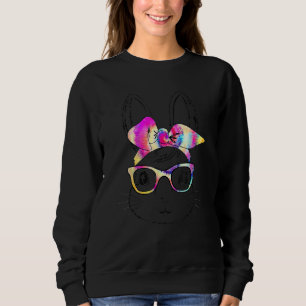 Sweatshirt Joli lapin lapin Visage Tie Tee Lunettes Fille Heu
