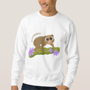 Sweatshirt Joli lenteur loris sur dessin de branche