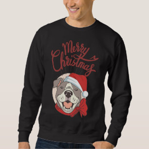 Sweatshirt Joli Pitbull Avec Ruban Rouge Et Joyeux Chapeau De