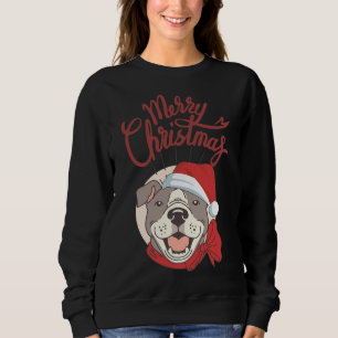 Sweatshirt Joli Pitbull Avec Ruban Rouge Et Joyeux Chapeau De