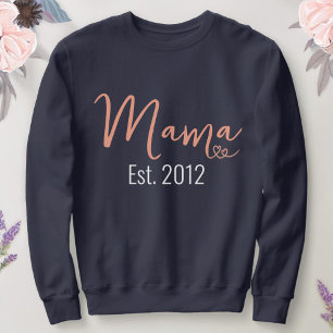 Sweatshirt Joli Script Blanc Mama Est Année Avec Deux Coeurs
