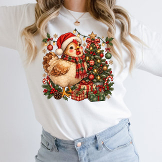 Sweatshirt Jolie poule de Noël pour elle