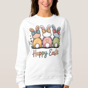 Sweatshirt Jolis lapins de Pâques pastel Floral Whimsical H