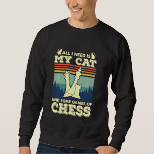 Sweatshirt Joueur Amoureux des chats Et Échecs