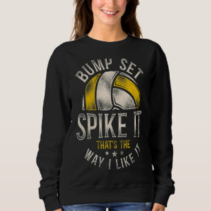 Sweatshirt Joueur de volleyball Équipe Vintage Bump Set Spike