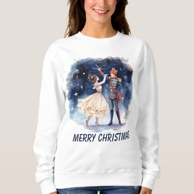 Sweatshirt Joyeuse aquarelle noisette de Noël (Devant)