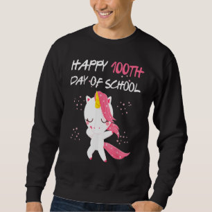 Sweatshirt Joyeux 100ème Jour De L'École Unicorne Masque Visa