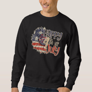 Sweatshirt Joyeux 4 juillet Tournesol Vintage Drapeau América