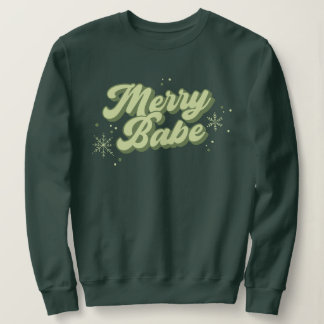 Sweatshirt Joyeux Bébé tendance police verte avec flocons de