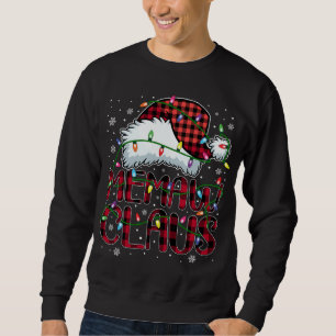 Sweatshirt Joyeux Buffalo de Noël Plaid Red Santa Hat Memaw