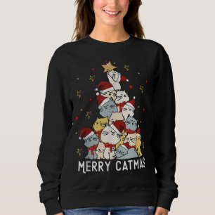 Sweatshirt Joyeux Catmas Arbre de Noël Chats d'hiver Père Noë