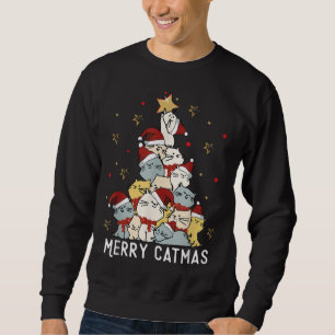 Sweatshirt Joyeux Catmas Arbre de Noël Chats d'hiver Père Noë