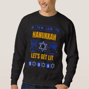 Sweatshirt Joyeux Chanukah Menorah Hanoukka Faisons Lit Ugly