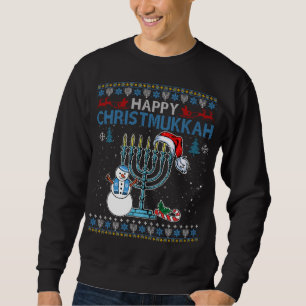 Sweatshirt Joyeux Christmukkah juif Hanoukka Noël laid