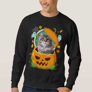 Sweatshirt Joyeux Halloween Citrouille Chat Sibérien Sorcière