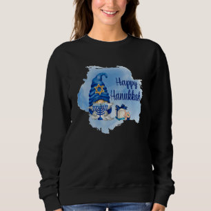 Sweatshirt Joyeux Hanukkah Shalom Gnome Menorah Juif
