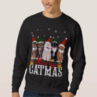 Sweatshirt Joyeux Noël Amoureux des chats de famille correspo
