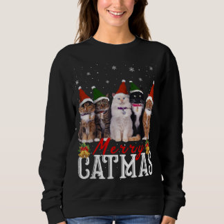 Sweatshirt Joyeux Noël Amoureux des chats de famille correspo