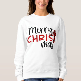Sweatshirt Joyeux Noël Buffalo Plaid Religieux Chrétien