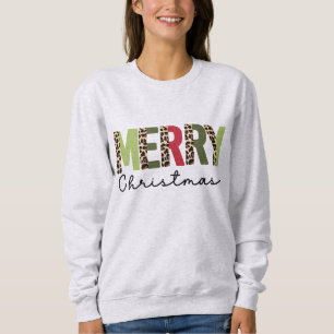 Sweatshirt "Joyeux Noël" Couleur moderne bloquée Leopard