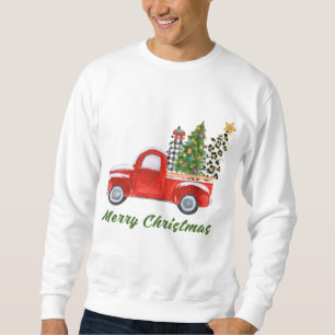 Sweatshirt Joyeux Noël Leopard Plaid Arbre de NoëlRed Tr