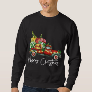 Sweatshirt Joyeux Noël Lumières Camion Rouge Arbre de famille