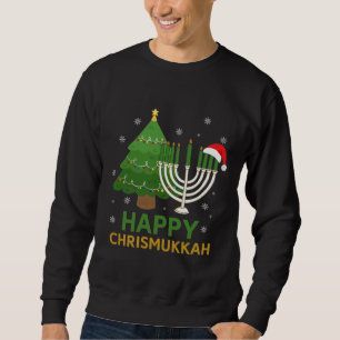 Sweatshirt Joyeux Noël Père Noël Tree Juif Menorah
