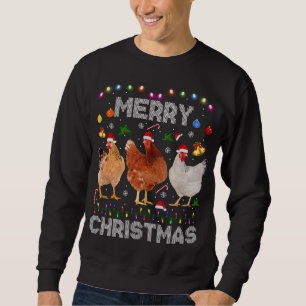 Sweatshirt Joyeux Noël Poulet de Noël Lumières de chapeau Noë