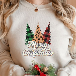 Sweatshirt Joyeux Noël Rétro Arbres de Noël
