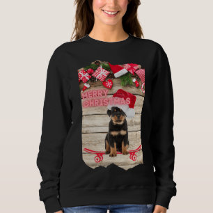 Sweatshirt Joyeux Noël Rottweiler Chiot sur skateboard