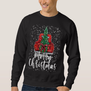 Sweatshirt Joyeux Noël vintage Camion Rouge Arbre Retro Farme