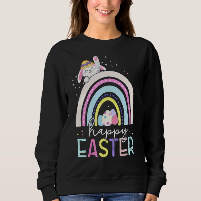 Sweatshirt Joyeux Oeufs de Pâques Bunny Arc-en-ciel Oeufs de  (Devant)