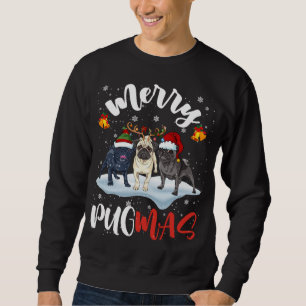 Sweatshirt Joyeux Pugmas drôle Père Noël Reindeer Elf Carlin