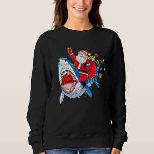 Sweatshirt Joyeux Sharkmas Père Noël équitation requin Pyjama
