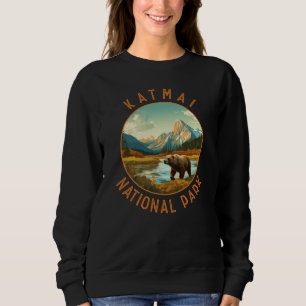 Sweatshirt Katmai Parc National Ours Retro Cercle Distressé