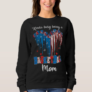 Sweatshirt Kinda Occupé Être Un Basket Maman Usa Drapeau Coeu