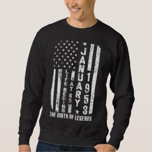 Sweatshirt La Vie Commence À 69 Né En Janvier 1953 L'Année De
