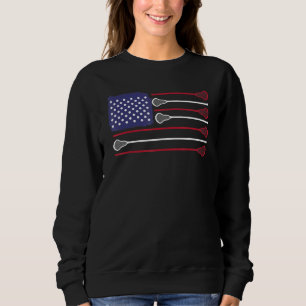 Sweatshirt Lacrosse Usa Drapeau Lacrosse Joueuse Hommes Femme