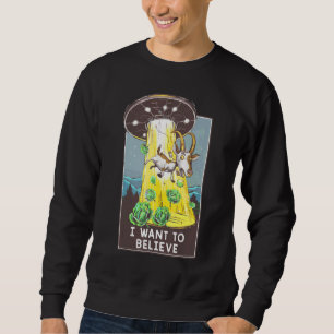 Sweatshirt L'Alien Ufo Hunter Croit Que Ufo Chèvre Alien Veut