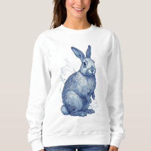 Sweatshirt Lapin Bleu Avec Fissures Kintsugi Dorées