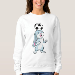 Sweatshirt Lapin comme joueur de football avec balle de footb