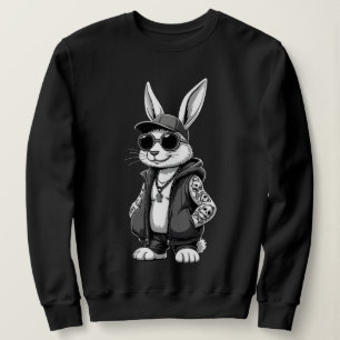 Sweatshirt Lapin Hip-Hop Cool en Lunettes de Soleil Streetwea
