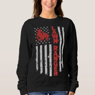 Sweatshirt Lawmower American Flag USA Garden Lawn Mowing Law