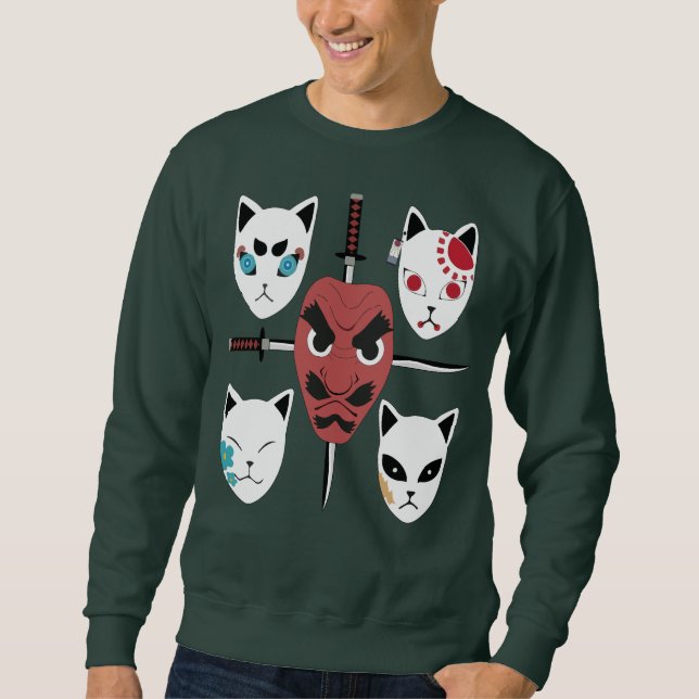Sweatshirt Le guerrier Katana Samurai Masques (Devant)