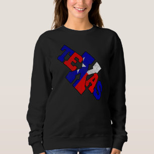 Sweatshirt Le Mot Texas Avec Drapeau D'État Couleurs Rouge Bl
